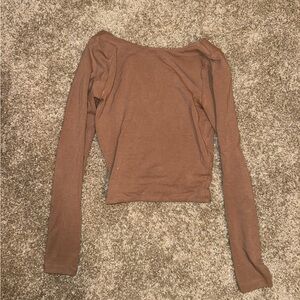 Hollister Tan Long Sleeve Shirt, low back, Small